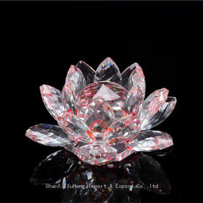 Colored Artificial Crystal Candle Holders Flower Buddhist Candlestick Glass Lotus Base Lanterns Candles Decoration Jars photo-2