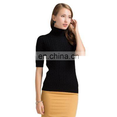 100% Cashmere Preppy Style Turtleneck Sweater Women Slim Fit Half Sleeves Solid Pattern Knitted Winter OEM Service Available