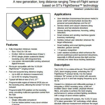 VL53L1CXV0FY/1 Пакет: LGA-12 датчик положения Оригинальный запас ST