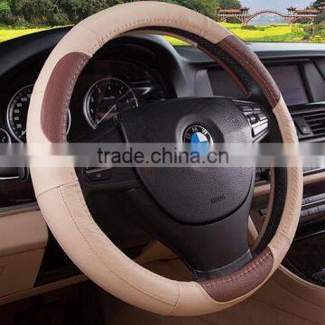 leather double color mosaic car steering wheel cover