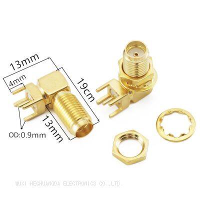 SMA KWE RF Adapter Female jack connector Right Angle Solder type Antenna CONNECTOR PCB Mount 19MM