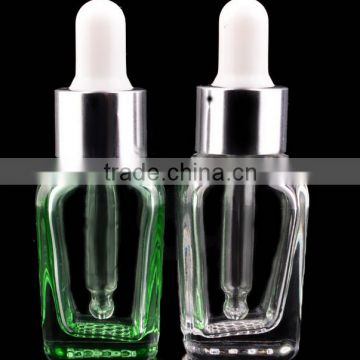 15ml 30ml 50ml square cosmetic glass bottle with metal dropper