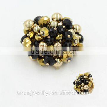 Multi design glass bead cluster fashion gold ring