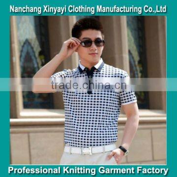 Men's grid polo shirt With Printed Fabric Using polo Shirt Printing Machine OEM China