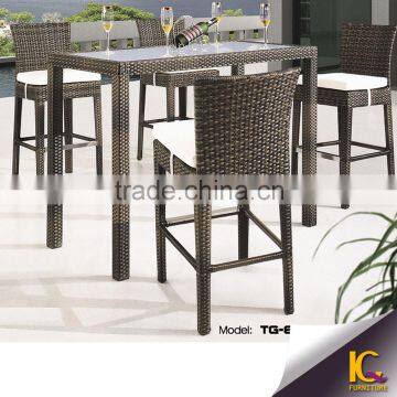 Popular style waterproof PE rattan outdoor bar furniture wickes furniture bar stool set