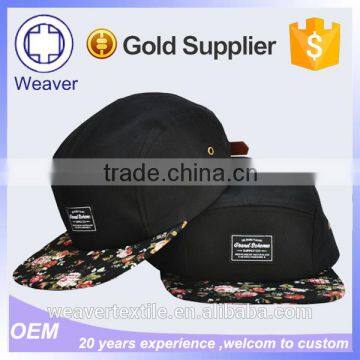 Wholesale Design 5 Panel Trucker Cap Snapback Hat / Flat Brim Floral Blank 5 Panel Camp Cap