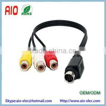 Mini DIN 7 Pin to 3 RCA MALE TO FEMALE Audio Video Cable