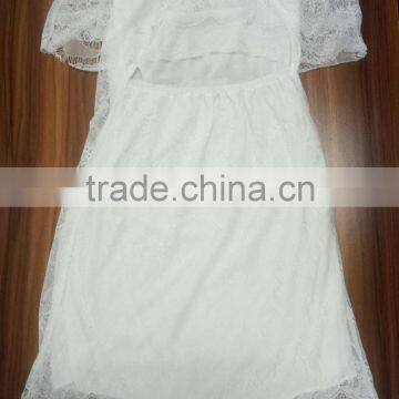 Top selling baby frock design 2016 wholesale summer girl boutique dress Backless dress with wipe a bosom children lace dress