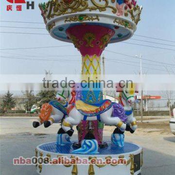 Horse Trio Mini Carousel, 3 Seats Merry Go Round, Amusement Park Machine