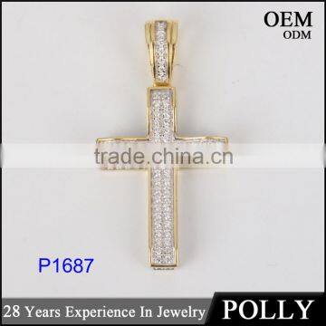 New Model Sterling Silver Small Cross Pendant Micro Setting AAA CZ Wholesale photo-2