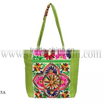 Green embroidered tote handbags hobo hippie boho tribal sling bags for ladies in Wholesale price