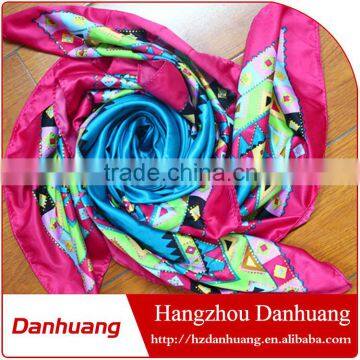 Fashionable satin gold printed square scarf satin scarf