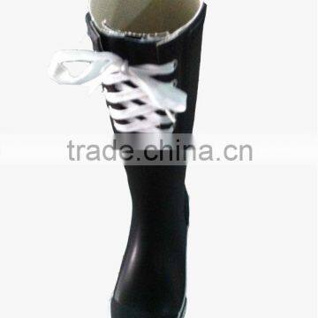 shoelace rubber rain boots for woman