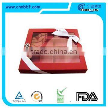 Chocolate paper box with window and interior tray