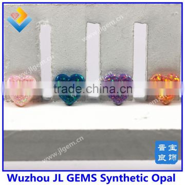 2016 new product heart shape synthetic white/blue/ purple/ pink/red opal stone