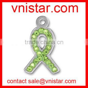 vnistar metal alloy green cancer ribbon charms bulk wholesale for jewelry making TC190-2