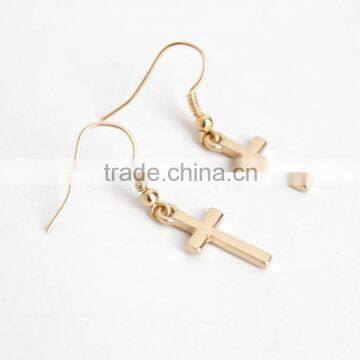 gold design small cross earring