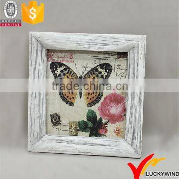 Small Wall Mounted Butterfly Antique White Wood Picture Frame