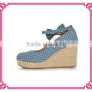 Hemp rope wedge heel fabric upper sex wedge heel ladies shoes