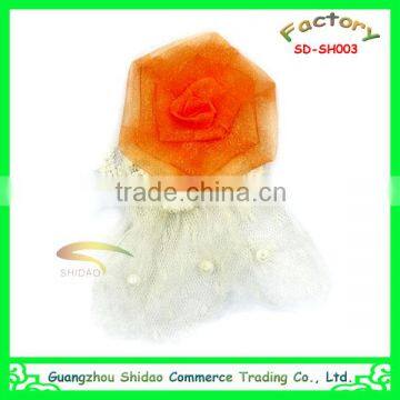 Orange rose lace flower wedding corsage badges