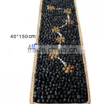 BLACK Pebble Foot Massage Mat 40*150mm Plum Blossom pattern path blanket Smooth Colorful Natural Stone