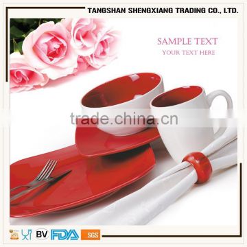 16pcs double color glazed stoneware dinner set