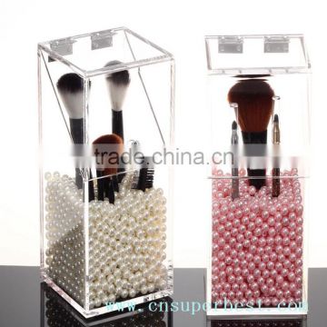 Clear acrylic cosmetic brush holder