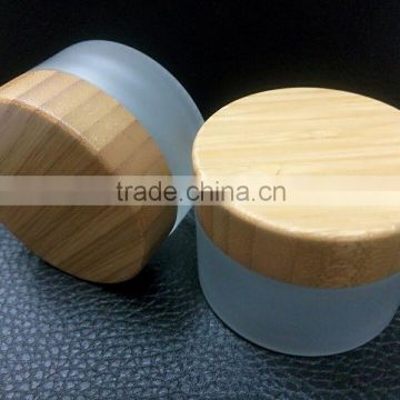 30g luxury cosmetic glass jar with wooden decorative jar lid