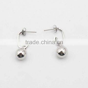 Silver Solid Stainless Steel Ball Pendant Fashion Earrings photo-3