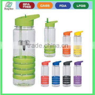 Plastic fashion colorful silicone water bottle with straw with loop lid