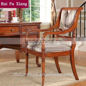 American Country Style Solid Wood Frame Chair With Chenille Fabric Finish for Dining AH-208