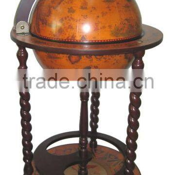 13"/330mm Diam Modern Wooden Globe Drinks Cabinet with 3 legs