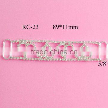 Stock hot selling rhinestone heart connector for headband/hairwear(RC-23)