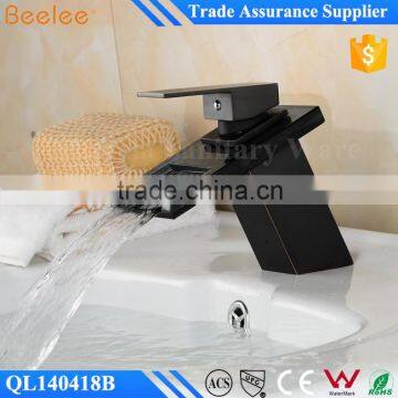 Oil Rubbed Bronze Finish Black Colored Basin Glass Waterfall Faucet photo-3