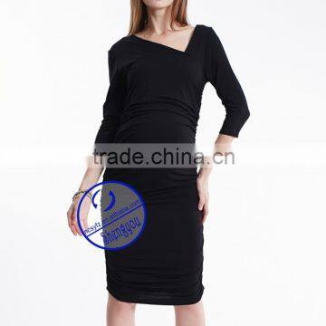 Custom Three Quarter Sleeve Plain Pregnant Women Maternity Dresses photo-3