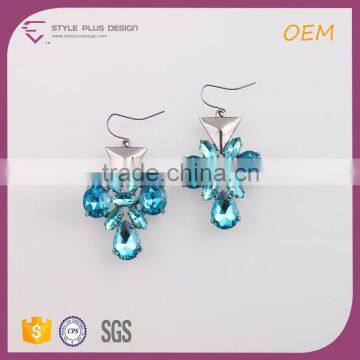 E75317K01 STYLE PLUS Shining Bule Crystal Stone Earrings for Women From Mid-night City Collection Series