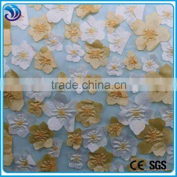 2016 colorful 3d laser floral embroidery fashion embroiderymesh fabric