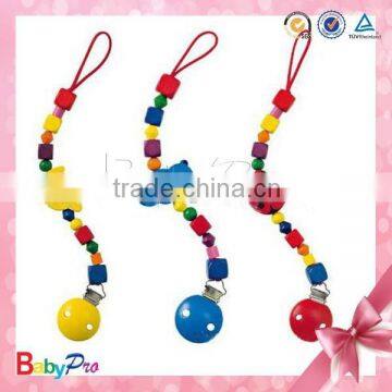 2015 Wholesale Soother Clip Wooden Pacifier Chain