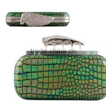 EV3038 Newest style crown handle snake skin cltuch evening bags women