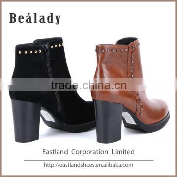 Factory wholesale fashion middle thick heel short boots shoes women