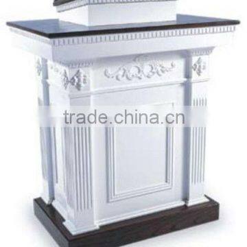 White Tiered wooden carved church Pulpit with one shelf / white church furniture / conference room Pulpit / classroom Pulpit