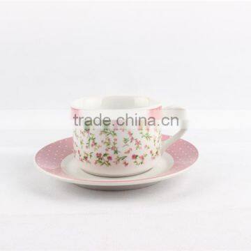 Beautiful custom printed tea cup and saucer set china wholesale