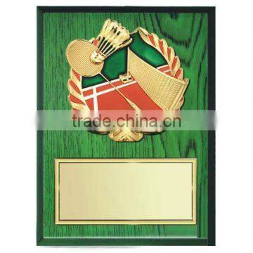 Green wooden plaque with metal plate for sports gifts