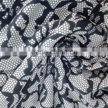 Wool Peach Printed Korean Black fabric for fashionable abaya