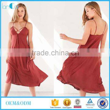 2016 Red Sexy Dress for Ladies With Strappy Front Party Midi Dress