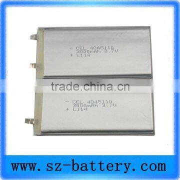 New 3.7v 3000mah flat cell lithium ion battery