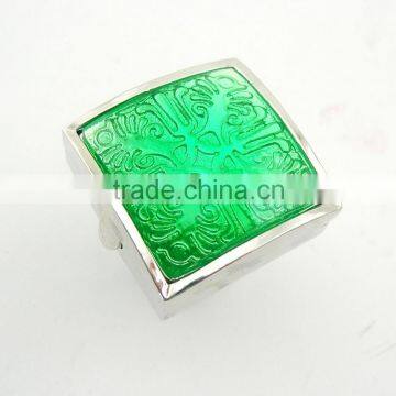 Metal square shaped solid perfume container /lip gloss ring, with shadow pattern and Acrylic stone ,OEM designs accepted.<DACA9