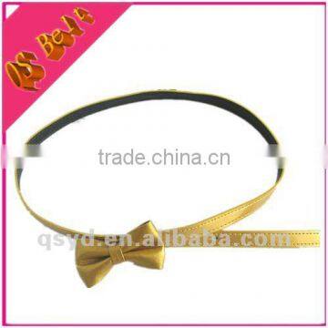 Ladies Fashion Gold PU Belt With Bow For Dress