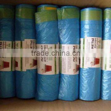 HDPE Plastic Blue Drawstring Trash Bag on Roll photo-4