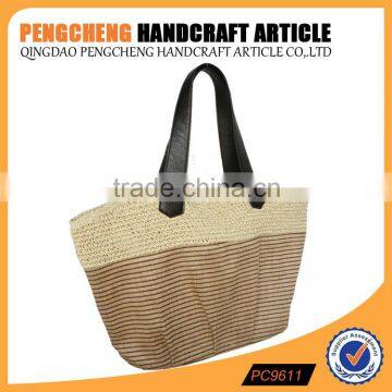 Women fashion handbag hot sale paper straw and jute material crochet shopping bags